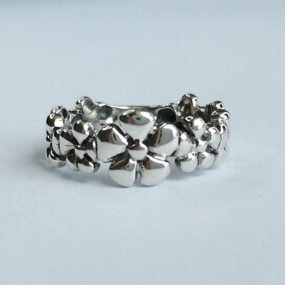 Forget Me Not Flower Ring Sterling Silver Size 8